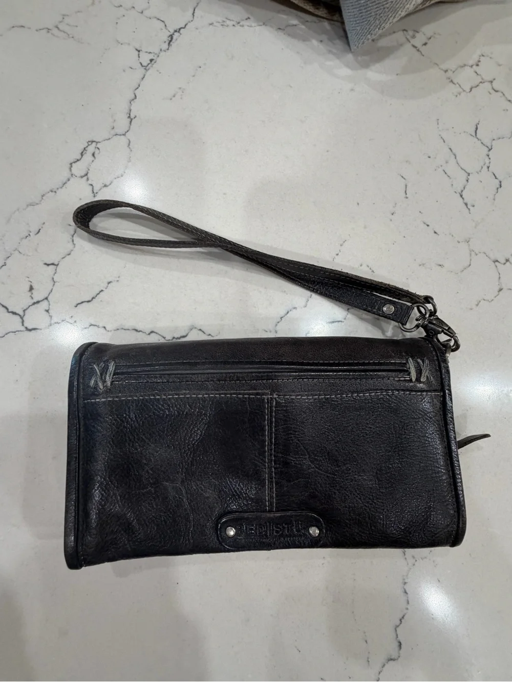 Bed Stu Black Leather Wristlet Clutch Wallet